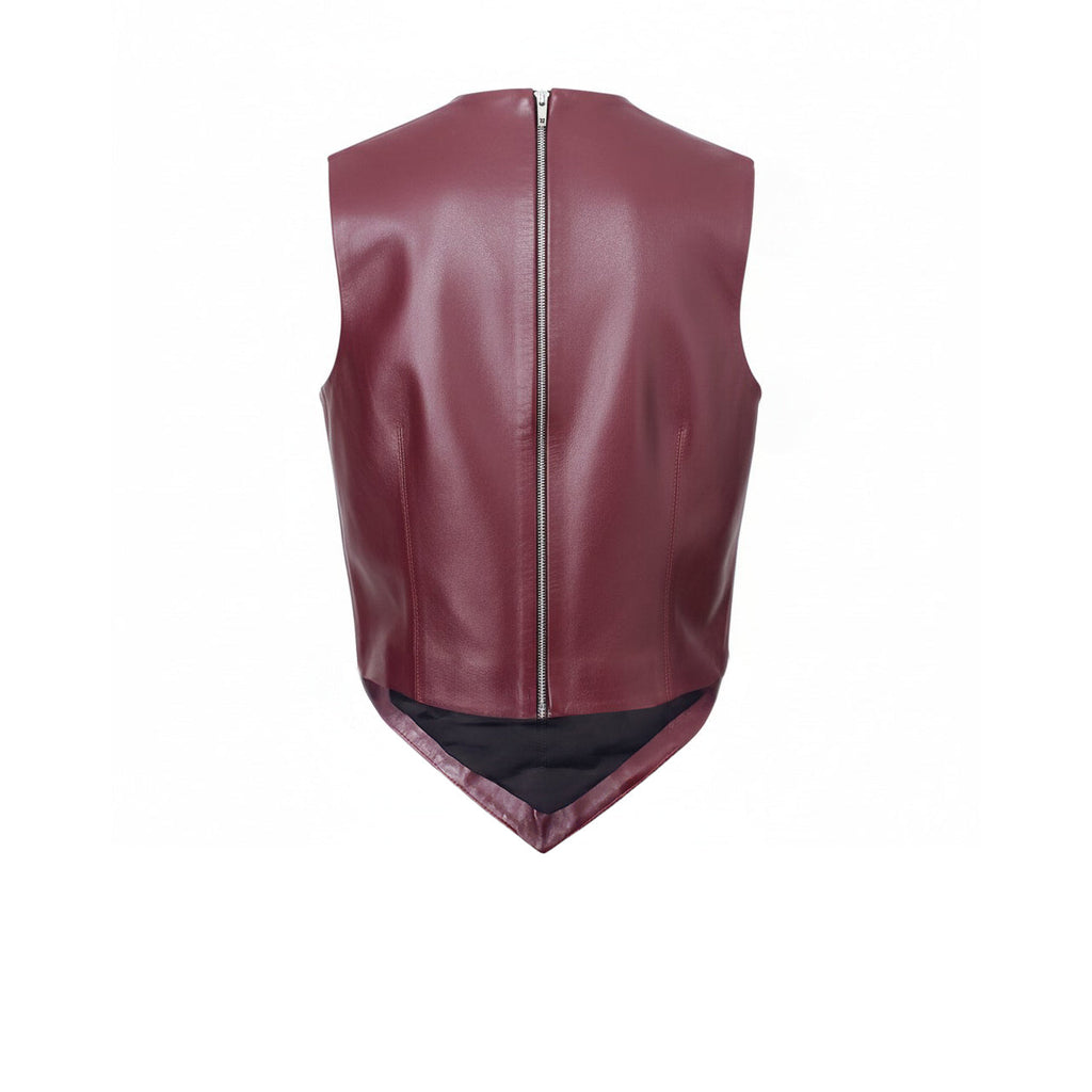 16ARLINGTON BURGUNDY LEATHER KNOT TOP - SIZE UK 8 (US 4)