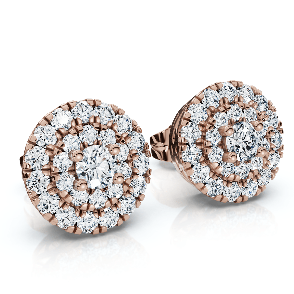 5/8Ct Double Halo Women's Diamond Earrings 14k Gold Lab Grown