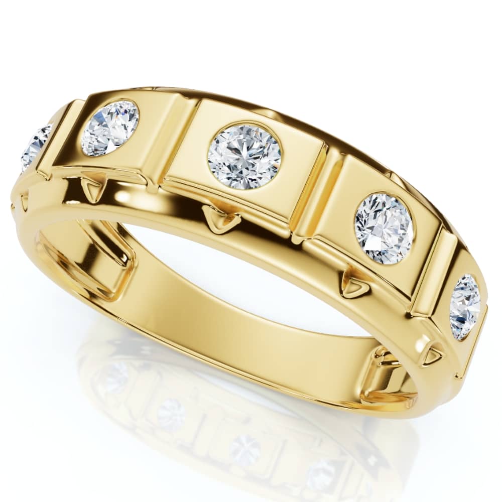 1/2Ct Men's Diamond High Polish Wedding Ring Lab Grown Anniversary Band