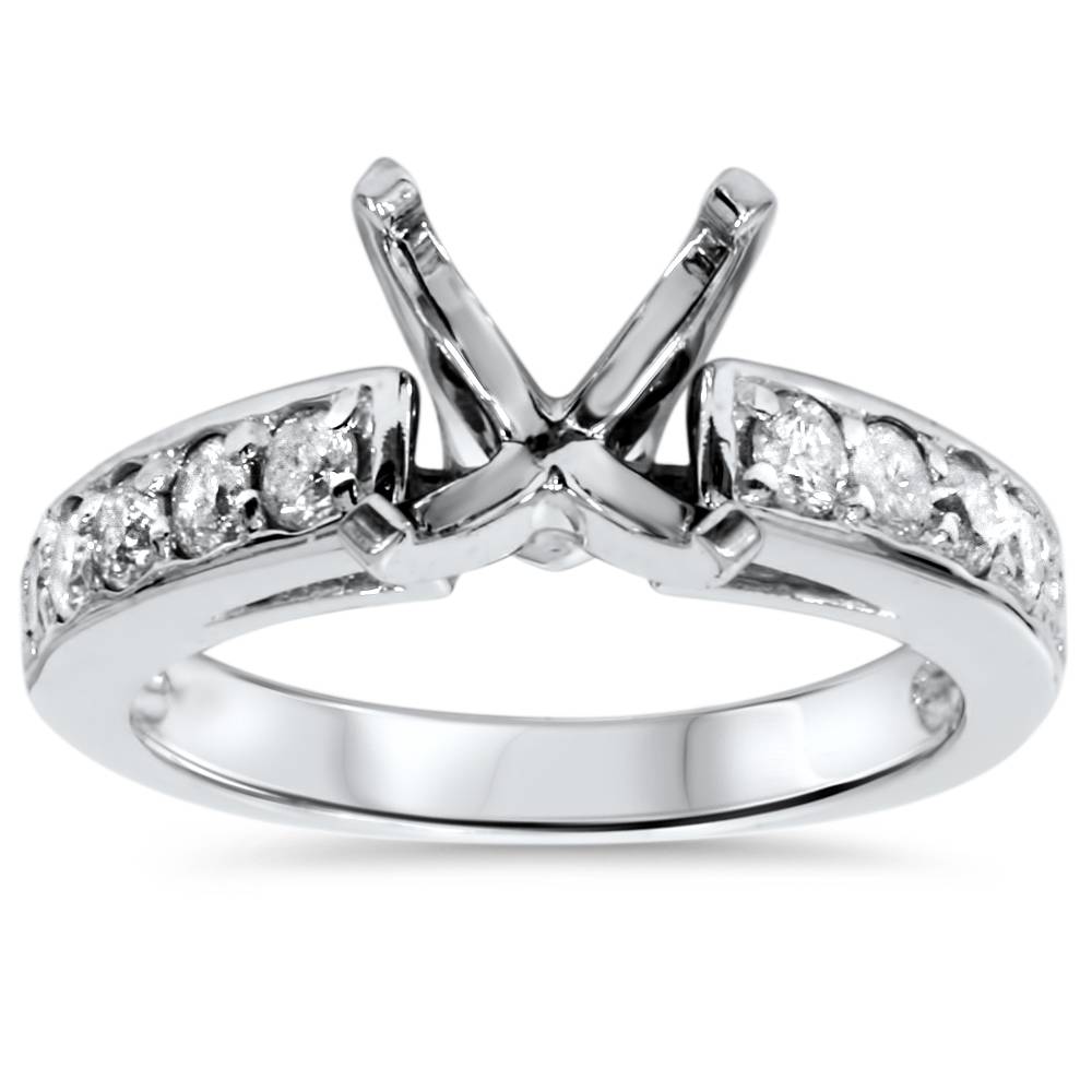 1/2ct Diamond Semi Mount Ring 14K White Gold Size: 4