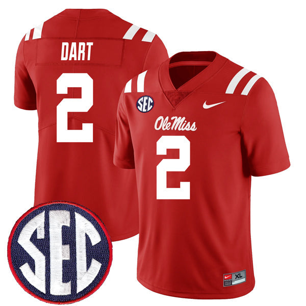 Jaxson Dart Ole Miss Rebels Jersey - Red