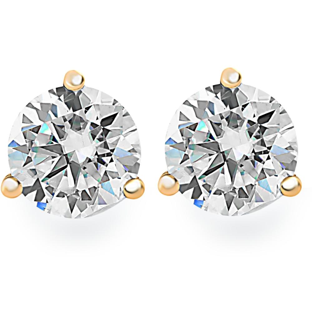 2.00Ct Round Brilliant Cut Natural Diamond Stud Earrings 14K Gold Martini Setting