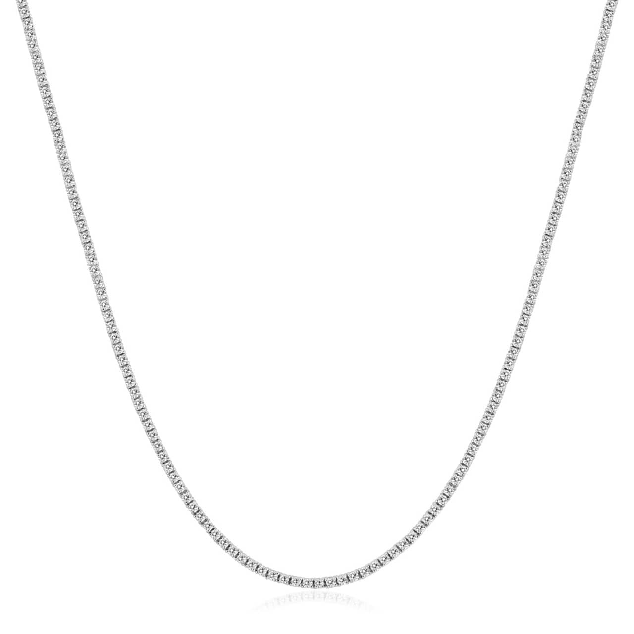 5Ct Natural Diamond Tennis Necklace 14k White Gold  16"