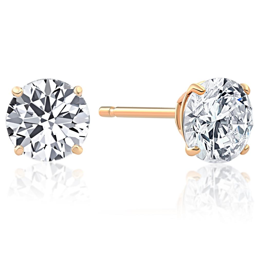 .20Ct Round Brilliant Cut Natural Diamond Stud Earrings Basket Set in 14K Gold
