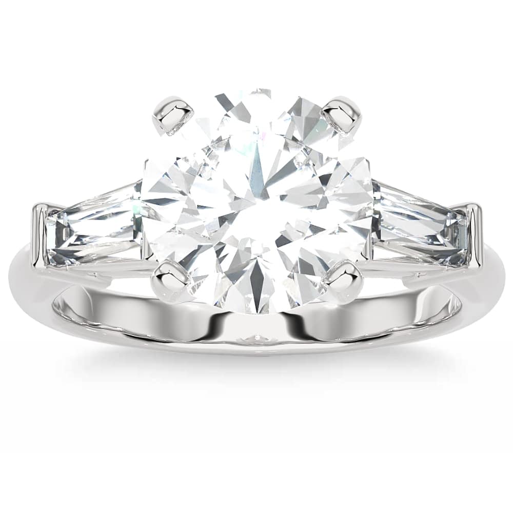 Certified 2 5/8Ct 3-Stone Baguette Diamond Engagement Ring 14k Gold Lab Grown