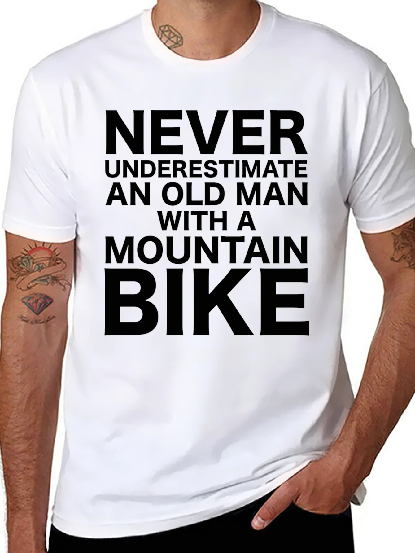 Never Underestimate Old Man Mountain Bike T-Shirt