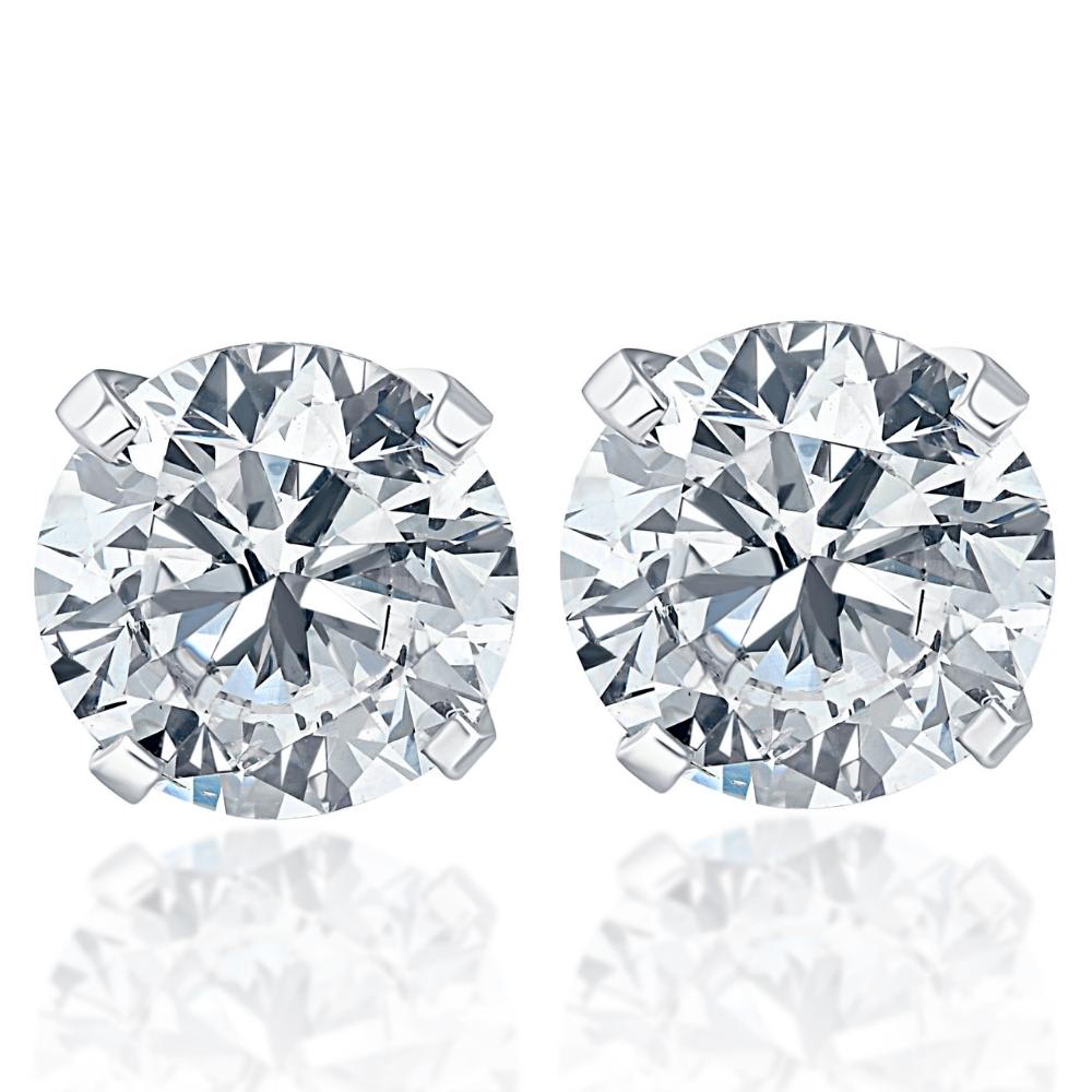 1.00Ct Round Brilliant Cut Natural Quality VS2-SI1 Diamond Stud Earrings in 14K Gold Classic Setting