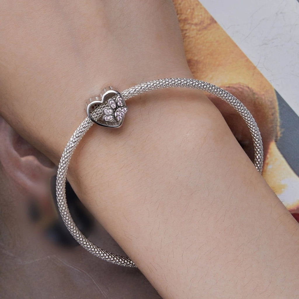 Personalized Paw Print Engraved Heart Charm