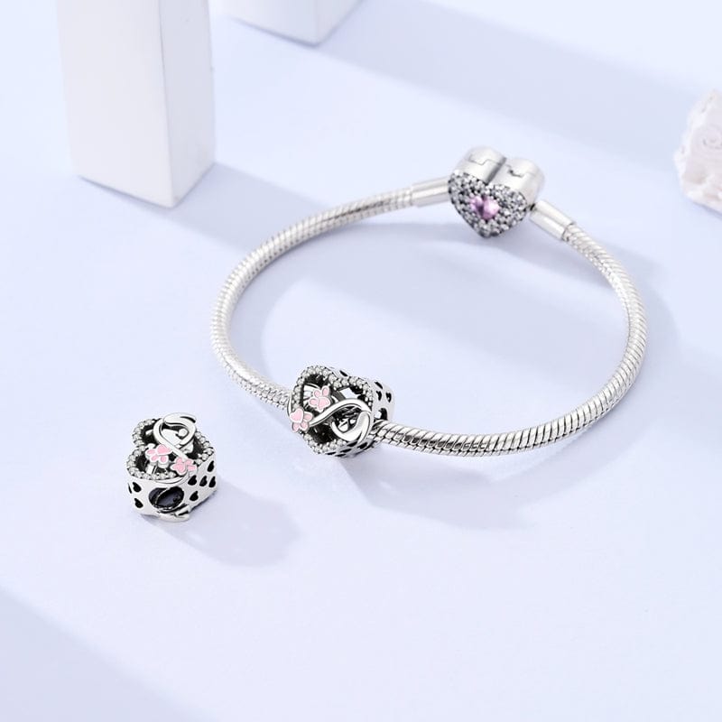 Pink Paw & Heart Infinity Love Charm
