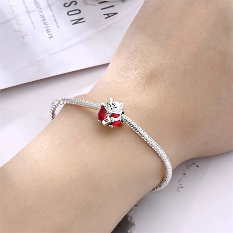 Red Maneki Neko Charm