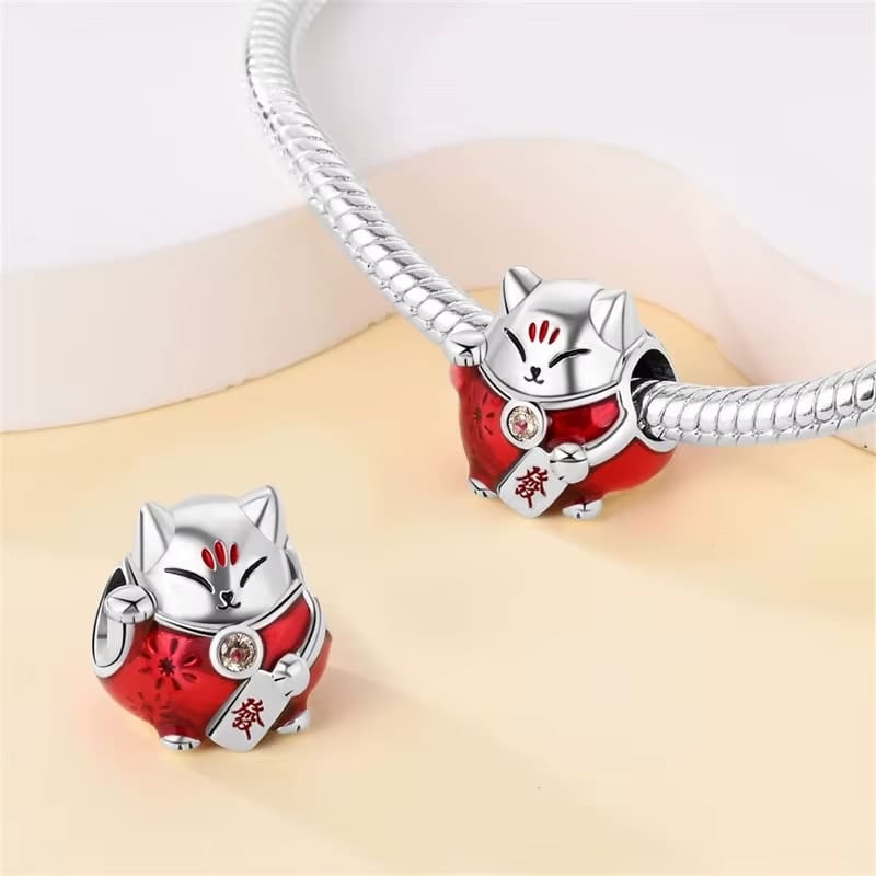 Red Maneki Neko Charm