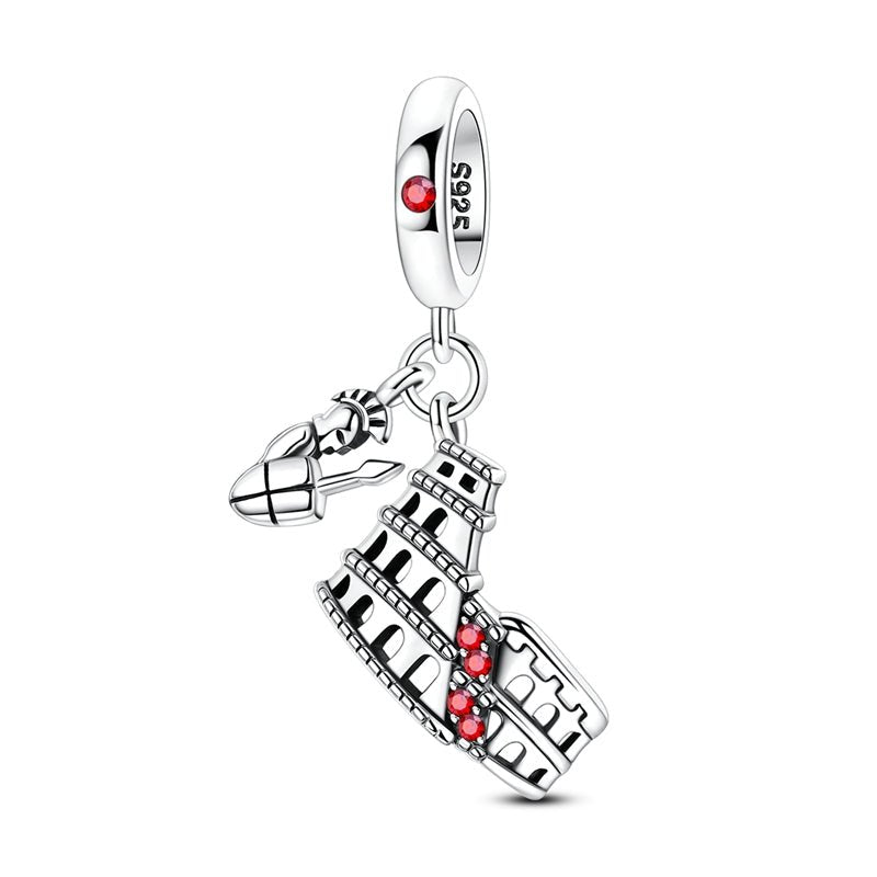 Roman Colosseum with Gladiator Dangle Charm