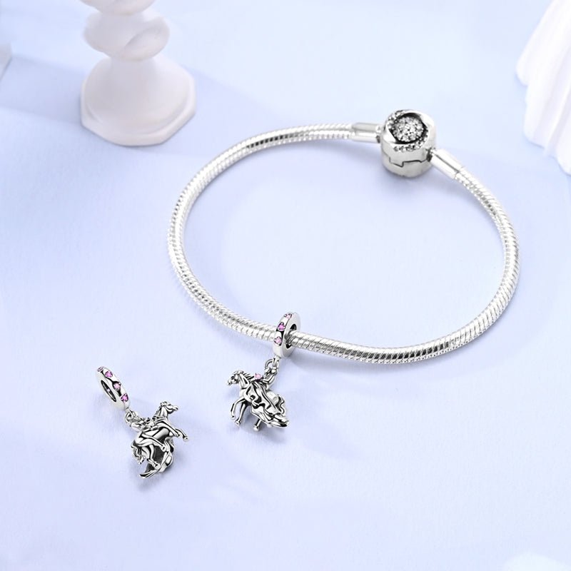 Romantic Horse & Rider Dangle Charm