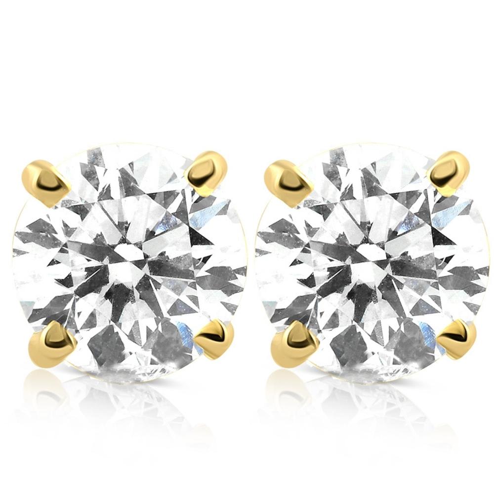 Certified 1 1/2 ct Lab Grown Diamond Studs 14k Yellow Gold Screw Backs