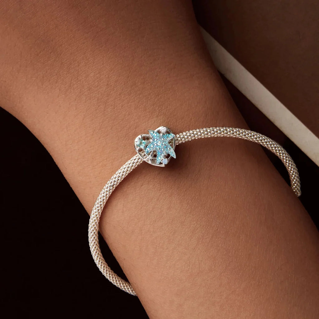 Shimmering Starfish & Ocean Heart Charm