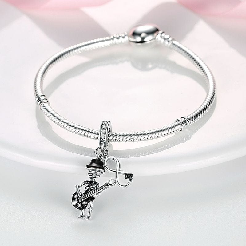 Skeleton with Guitar Dangle Charm
