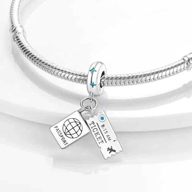 Travel Passport and Ticket Dangle Charm