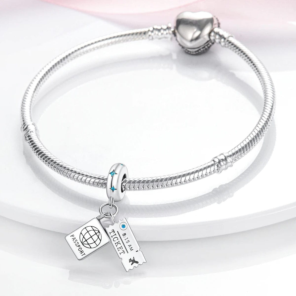 Travel Passport and Ticket Dangle Charm