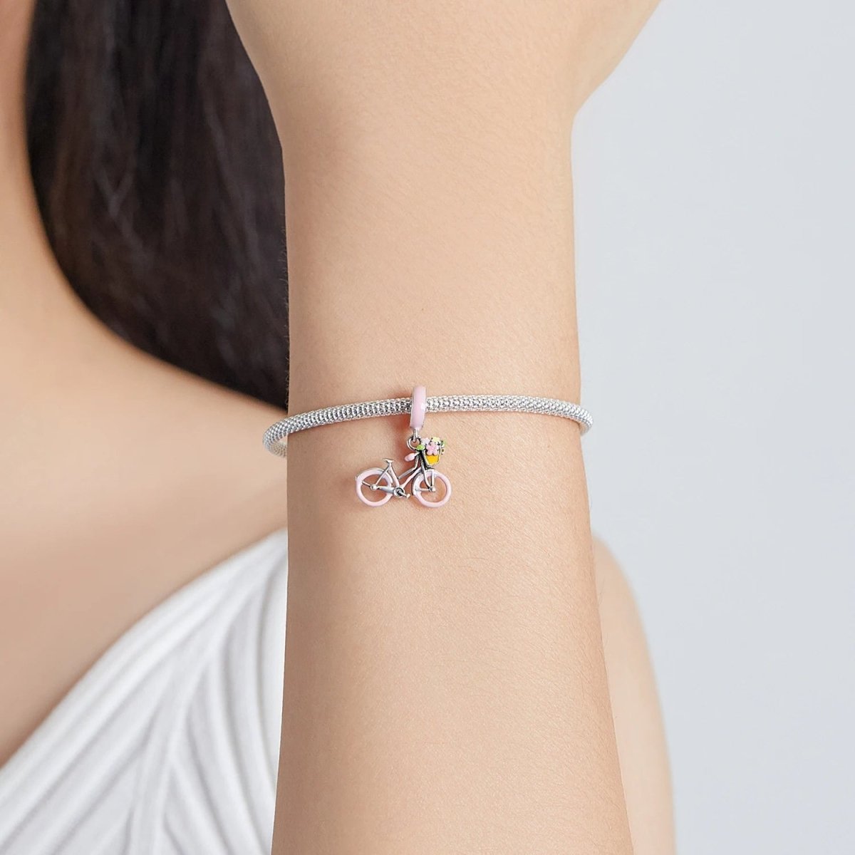 Two-tone Spinning Wheels Bicycle Dangle Charm