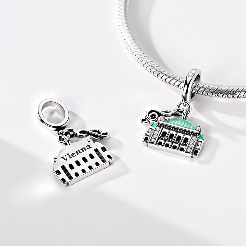 Vienna Opera House with Musical Note Dangle Charm