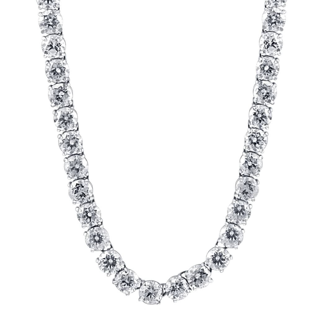 38Ct TW Diamond Tennis Necklace 16" in 14k White or Yellow Gold Lab Grown